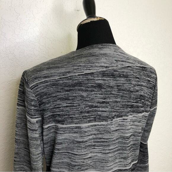 Misook black gray textured striped open hook front knit jacket size Small - Picture 9 of 13